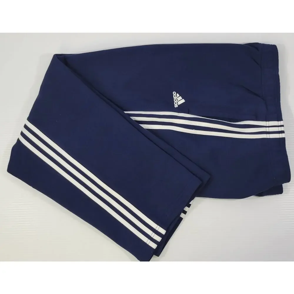 I9) Adidas Sportswear Men Fleece Tracksuit Navy Blue Hooded Sweatshirt Pants 2XL